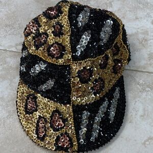 Sequin Embellished Cap - Black, Gold, Silver